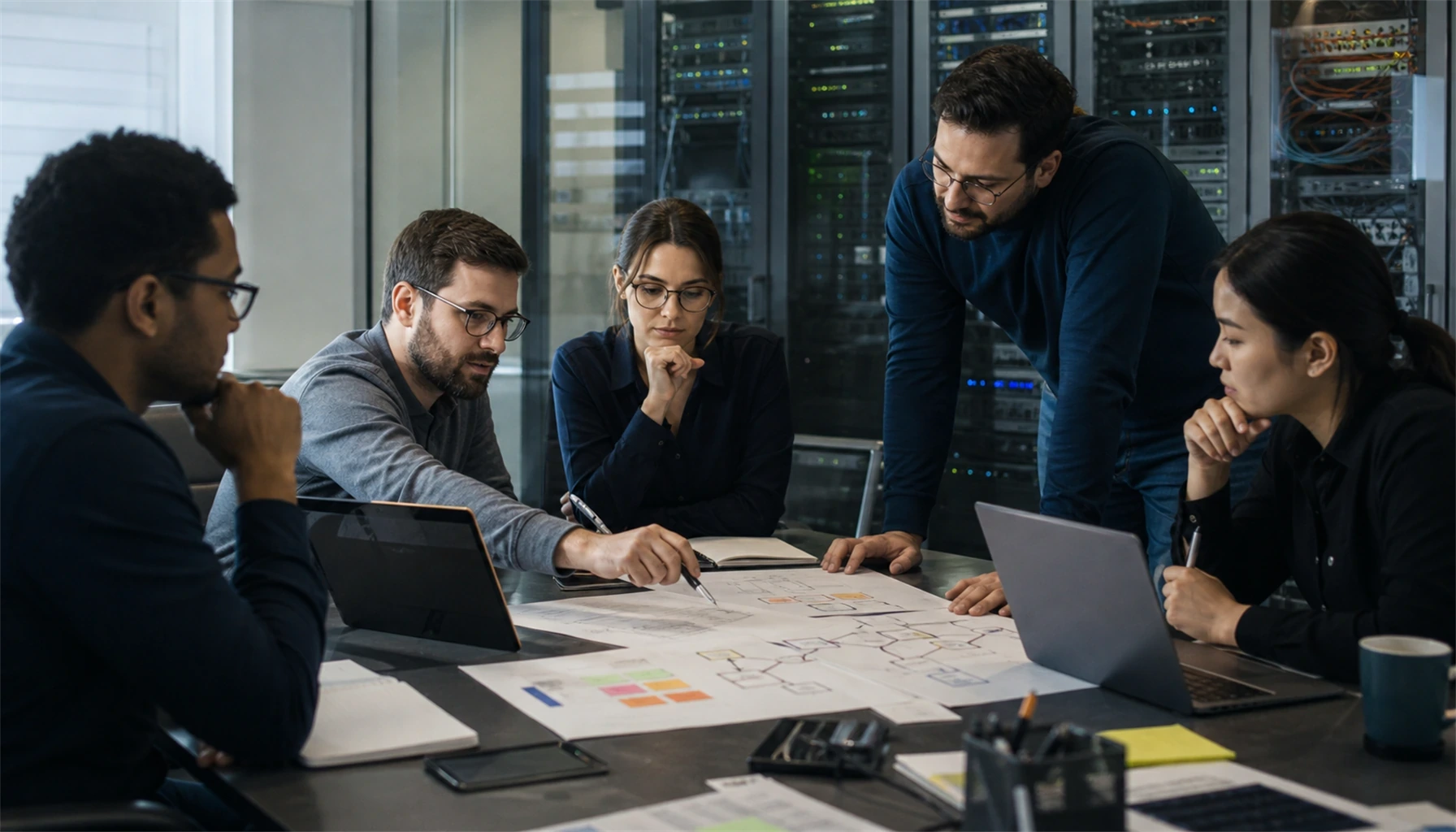 Photo realiste liee au sujet "Agents IA en entreprise : ce qu'il faut vérifier avant d'automatiser", rubrique IA pour Bewan